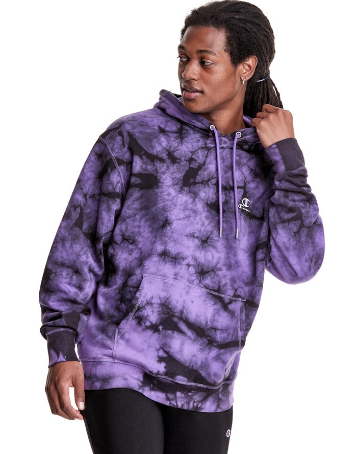 Champion Mens Hoodie NZ - Galaxy Dye Embroidered C & Script Applique Purple/Black ( 0154-LZOBS )